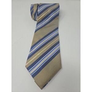 Paul Dione, Blue, Gold, Black Hand Made 100% Silk, Men's Repp Tie, Made In Italy